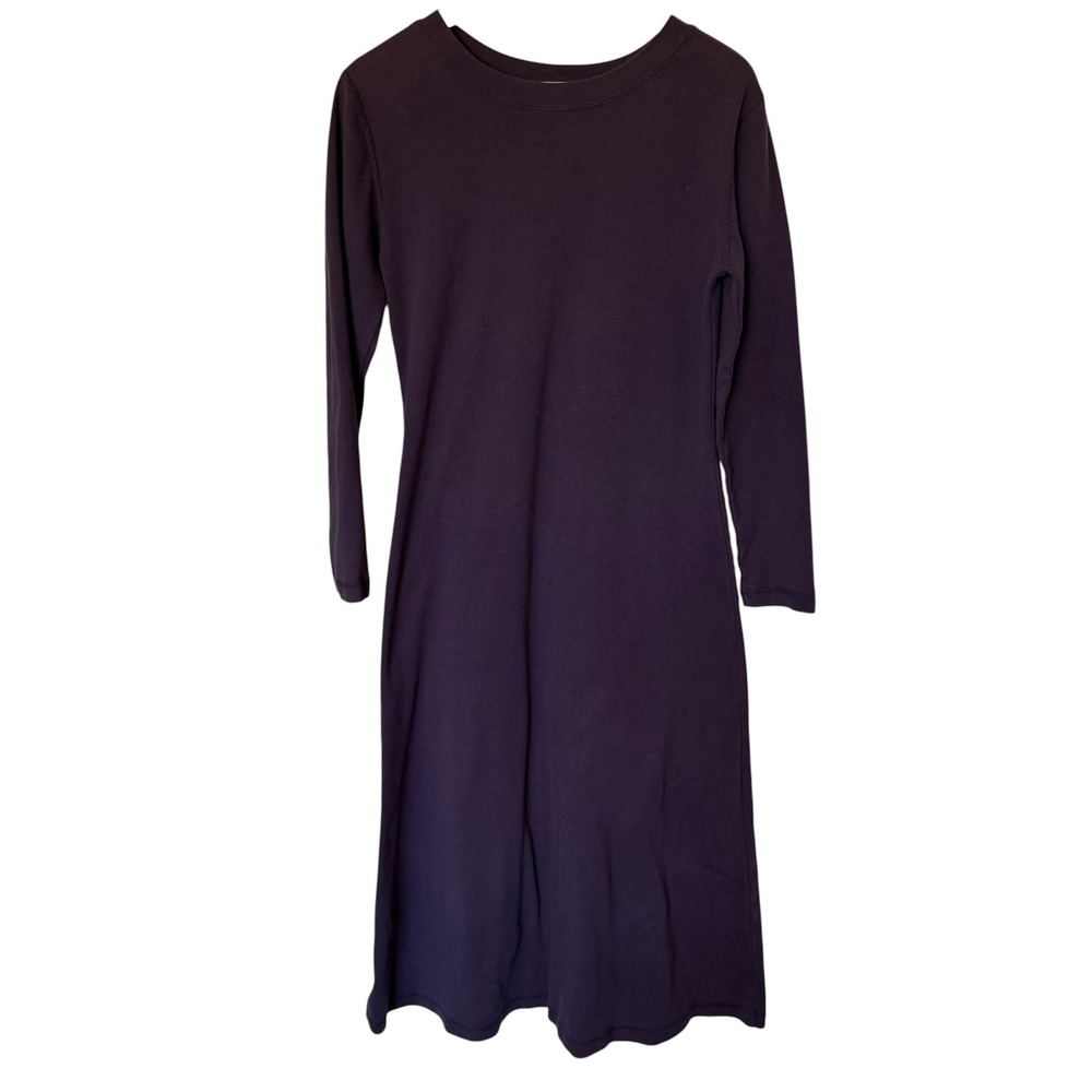 Carole Little Maxi Dress Women Medium Purple vintage Ribbed Cotton Long Sleeve
